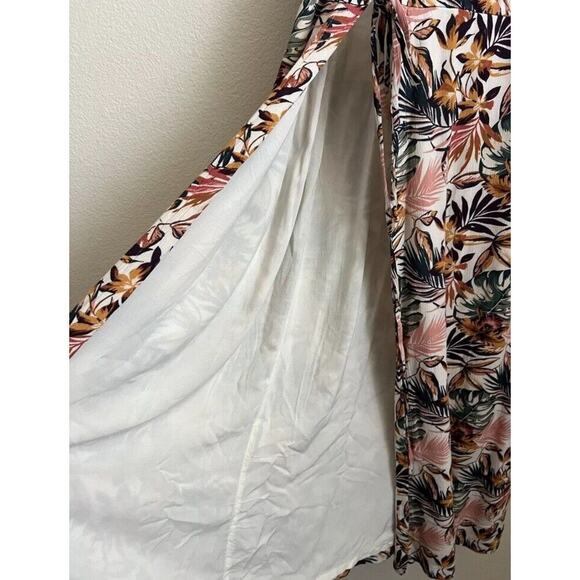 Garnet Hill Wrap Dress Floral Maxi Womens Size 0 Leaf Print Sleeveless - Picture 4 of 7